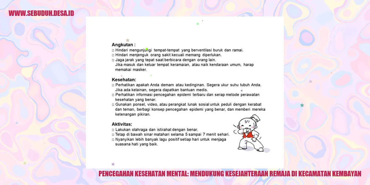 Pencegahan Kesehatan Mental: Mendukung Kesejahteraan Remaja di Kecamatan Kembayan